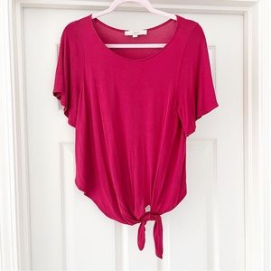 LOFT XS fuchsia tie front blouse